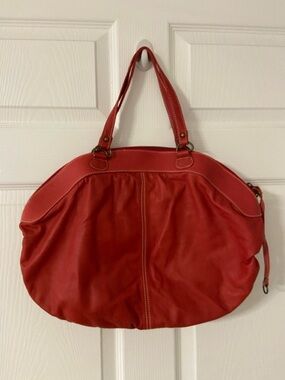 LATICO Coral Red-Orange Soft Leather HOBO Slim Bag